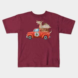 Dragon Christmas Tree Farm Kids T-Shirt